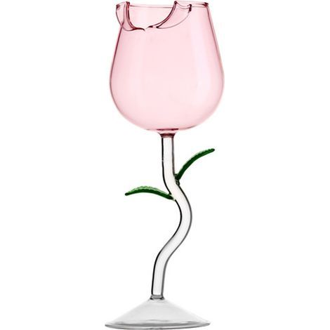 Rose-shaped wine glasses, large wine glasses, Valentine's Day wine glasses, champagne glasses with a pink flower pattern (1/4)
