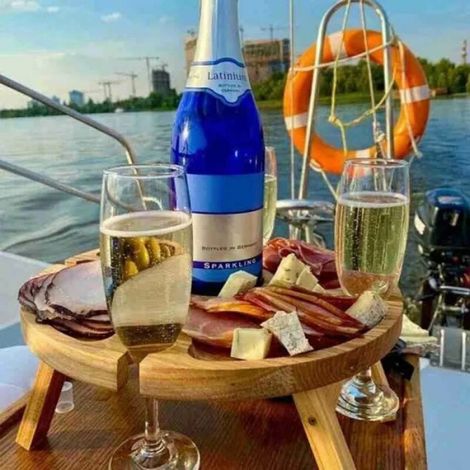 Table de plage pliante portable - 2 en 1 Porte verres à vin - Pique nique - 24x11cm (1/5)