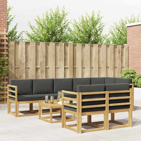 vidaXL Outdoor-Sofagarnitur 9 Stk. Weiß und Anthrazit Polyester (1/5)