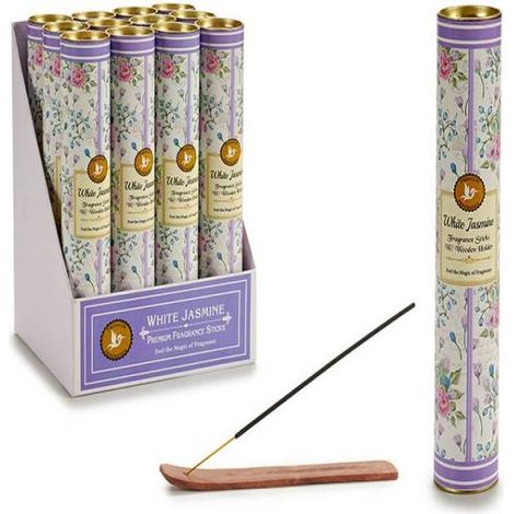 Set di bastoncini d'incenso in scatola di latta - Gelsomino (12x30 pezzi) + supporto (1/2)