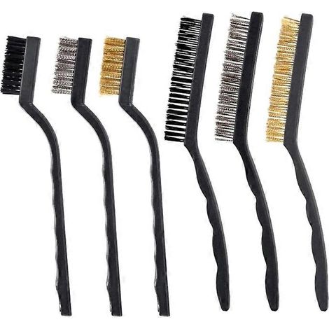 Lot de 6 mini brosses métalliques pour rayer les rayures, nettoyer la rouille et la peinture des métaux (acier inoxydable). (1/5)