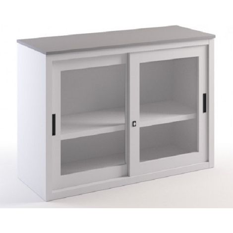 Armadio sopralzo in metallo con ante scorrevoli in vetro misura 150x45x90 H (1/2)