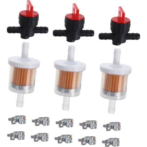 Set Fuel Shut-Off Valve Kit with Filter and Clamps for Lawn Mowers - Filter Valves, Clamps, Easy Installation and Leak Prevention for Machinery (1/5)