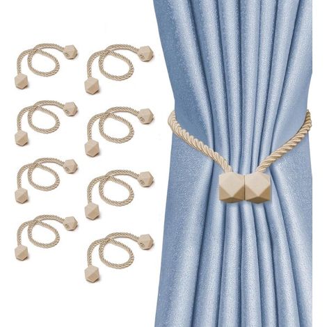 Set di 8 fermatende magnetici, senza foratura, antiscivolo - lunghezza 48 cm - per soggiorni, uffici e camere da letto - Beige (1/5)