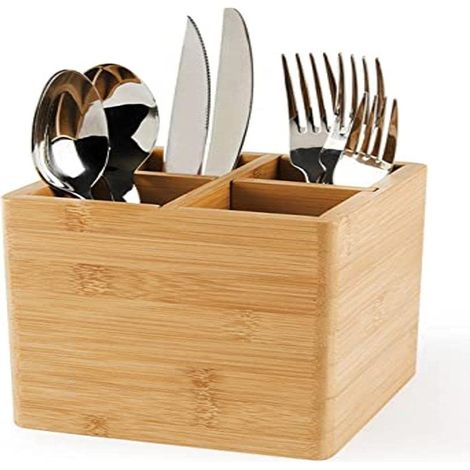Excelsa Eco Living Portaposate/Portautensili in bambù, Legno Naturale, Marrone, 4 Scomparti (1/5)