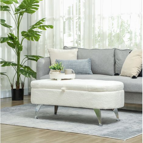 MEUBLIV Aufbewahrungsbank 114 x 47 x 46,5 cm weiß – gepolsterte Sitzbank mit Stauraum (1/5)