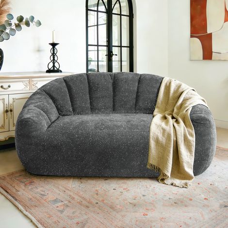 Fauteuil pouf 140x98x61 cm gris, assise spacieuse, flanelle, sans montage MEUBLIV (1/5)