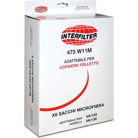 6pz Sacchetti Vorwerk Folletto VK 135 VK 136 DI QUALITA compatibile