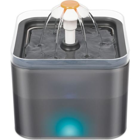 (Grigio) Distributore d'acqua per gatti da 2 litri, Bevitore per gatti con filtro a carbone attivo, Fontana per animali domestici super silenziosa con luci a LED (1/4)