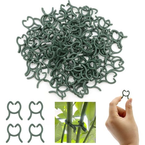 Attache Plante, 2  2.6 cm Attache Tomate en Plastique, Attache Tomates Clips Réutilisable pour Jardin Plantes Grimpantes Semis de Fruits Légumes Vignes (200, Vert) (1/5)
