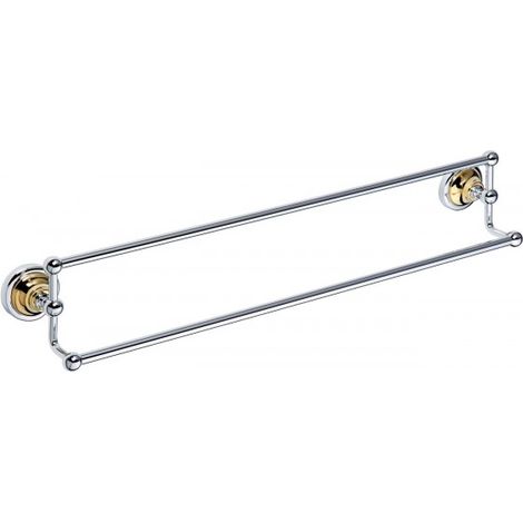Porte-serviettes double RETRO en laiton chromé doré 66,5x12,5x11,5 cm (1/4)
