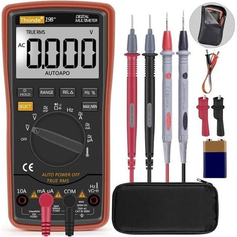 Test multimètre à réglage automatique pour la température, tension AC/DC, courant, résistance, continuité, capacité, fréquence, transistors à diodes (1/4)
