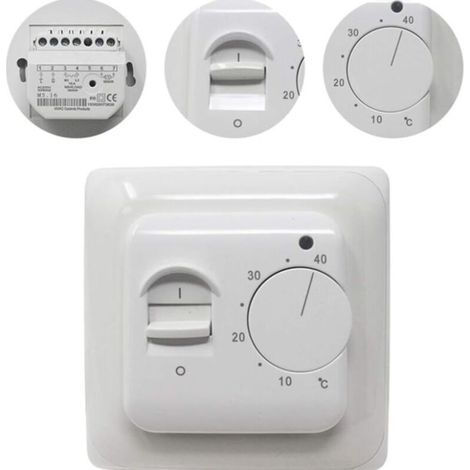 Lntyq Chauffage au Sol Electrique sonde AC 220V 16A, Régulateur de Thermostat Plancher Chauffant Mécanique,Manuel Thermostat d'ambiance
