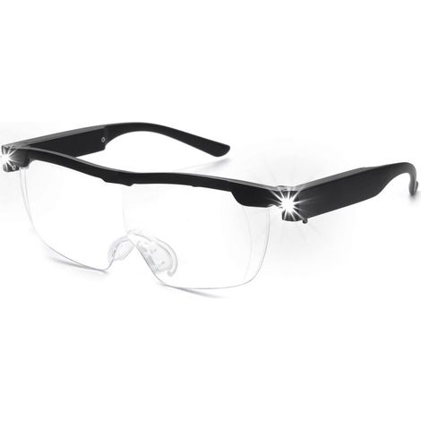 Loupe à 160 % fonctionnant sur piles avec lumière LED - Loupe puissante - Lunettes mains libres pour le travail de près, l'artisanat, la bijouterie, la lecture et la relaxation