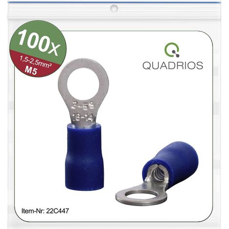 QUADRIOS 22C447 SEZIONE MASSIMA TERMINALE AD OCCHIELLO=2,5 MM DI FORO=5,3 MM PARZIALMENTE ISOLATO BLU 1 SET (1/4)