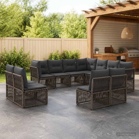 Set Divano da Giardino 11 pcs Grigio polyrattan vidaXL (1/5)