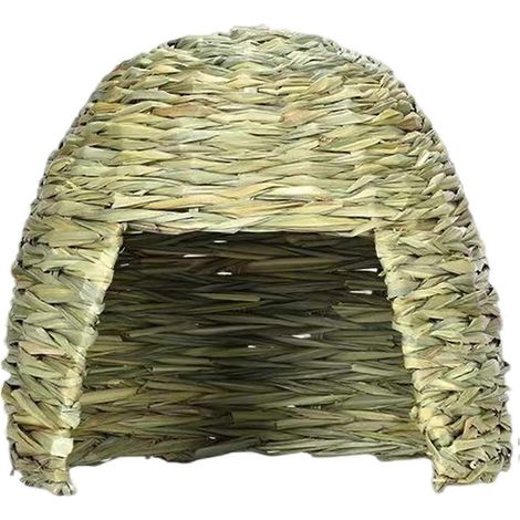 Cachette pour lapin, maison en paille, grotte en paille, cabane de jeu, cage abri chaude pour petits animaux, cachette pour hamster 30x29 cm (1/5)