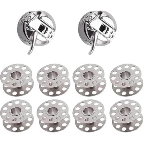 Lot de 2 capsules de bobine et 8 maillets pour machine à coudre en acier inoxydable pour machines à chargement frontal de classe 15 (1/4)