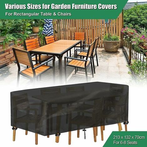 Garden Table Cover, Waterproof Rectangular Garden Table Cover, UV Protection, 210D Oxford Fabric, Outdoor Patio Furniture Table and Chair Cover (213 x LOY (1/4)