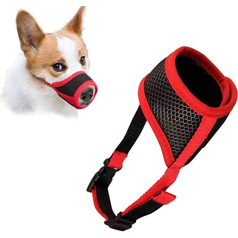 1 muselière pour chien, en nylon doux et respirant, avec sangle réglable et fermeture auto-agrippante, adaptée aux visites vétérinaires et promenades (1/5)