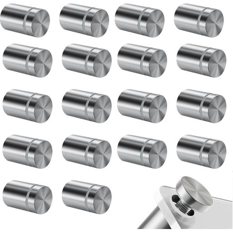 Entretoise Murales,Rondelles Douilles en Acier Inoxydable,Vis Rondelles pour Panneaux D'affichage,Cale pour L'installation de Panneaux en Verre Acrylique et Miroirs,19 X 25 mm,20 Pièces (1/5)