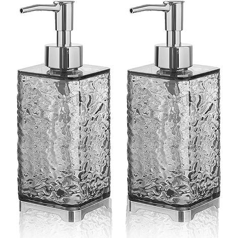 2 x transparenter grauer Seifenspender 400 ml – nachfüllbarer Duschgelspender – Seifenspender für Küche und Bad – PET-Seifenspender für Lotion/Shampoo