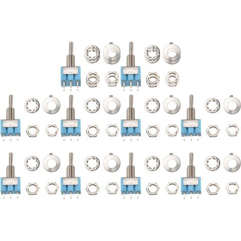 10 pezzi SPDT Mini interruttore a levetta 3 pin 2 posizioni ON/ON miniatura 6A 125V AC -102 (1/4)