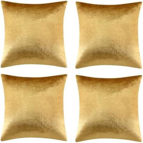 Housse de coussin dorée 45x45 cm housses de coussin en velours paquet de 4 housses de coussin oreiller pour canapé salon chambre (1/5)