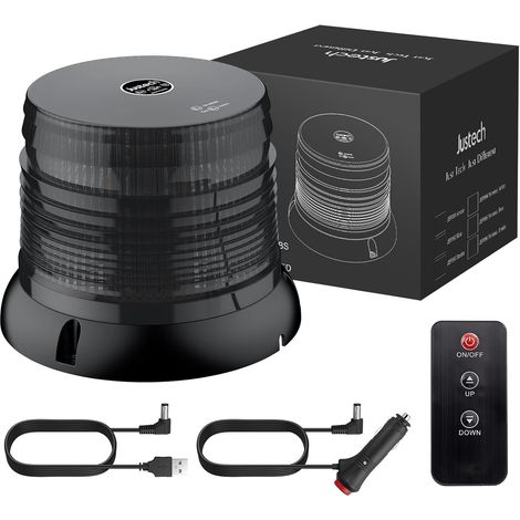 Gyrophare Lumière 72LED Stroboscopique Homologuée E57, Lumière d'Avertissement 12V/24V Sans Fil Ambre avec Télécommande, Étanche IP65, 6 Modes de Flash pour Camion, Remorque, Tracteur (1/5)