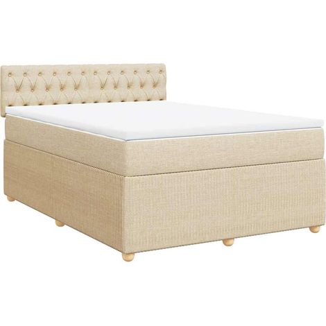 Maison Exclusive - Sommier à lattes de lit avec matelas Crème 160x200 cm Tissu (1/5)