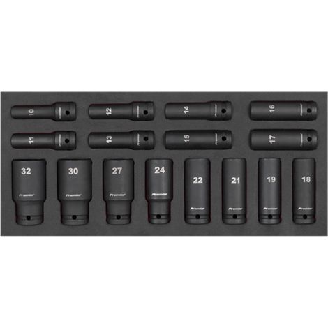 Premier Deep Impact Socket Set with Tool Tray 1/2inSq Drive 16 Piece