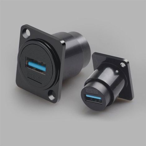 Coupleur USB 3.0 - Type D à Type D - Installation sur Panneau Sans Soudure - Débit 5 Gbit/s - Alliage de Zinc - Noir - 6 Pièces (1/5)