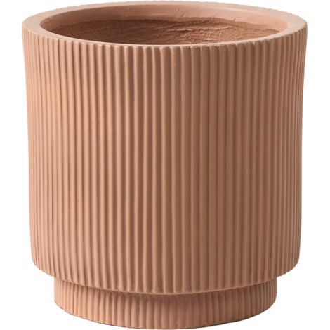 Maceta de fibra de arcilla para jardín 37 x 37 x 37 cm exterior con orificio de drenaje marrón Daria (1/5)