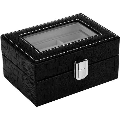 Tragbare Schmuckaufbewahrungsbox, Etui und Ringpräsentation im Retro-Stil (schwarz) (1/5)