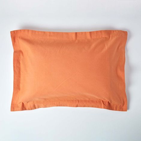 HOMESCAPES Burnt Orange Linen Oxford Pillowcase, King