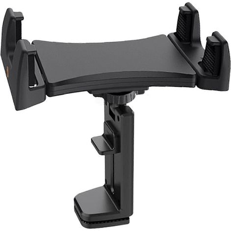 Support de tablette rotatif à 360° avec pince et support pour téléphone portable, idéal pour les voyages et les bureaux. (1/5)