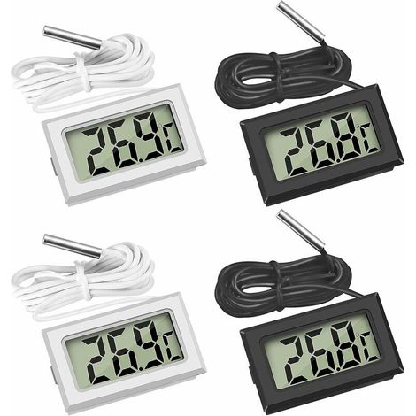 Mini-Digital-LCD-Thermometer mit Temperaturfühler, Guazhuni (2x Schwarz, 2x Weiß) (1/4)