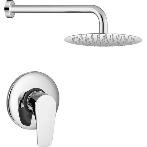Set doccia incasso Paffoni Lime cromato tondo con soffione inox 25 cm (1/5)