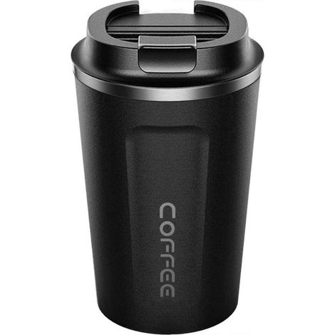 Tasse à café à emporter en acier inoxydable de qualité supérieure - Thermos - Tasse à thé - 380 ml - Noir (1/5)