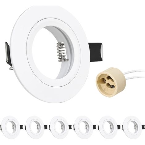 10x Spot Encastrable GU10 Aluminium Noir, spot led encastrable de plafond Projecteurs Cadre Avec Douille GU10, Rond Support extra plat Pour Lampes LED Ou Halogènes, Trou de montage ø60-70mm (1/5)
