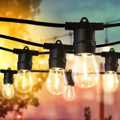 Guirlande lumineuse d'extérieur de 5 m, Éclairage de jardin avec 10 ampoules, Guirlande lumineuse étanche IP65, lumière chaude 2700 K (1/5)