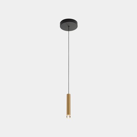LedsC4 Candle - Lámpara Colgante de Techo LED 4.1W y 154lm con Luz Cálida 2700K. Diámetro 2.5cm. Estructura de Acero. Color Latón