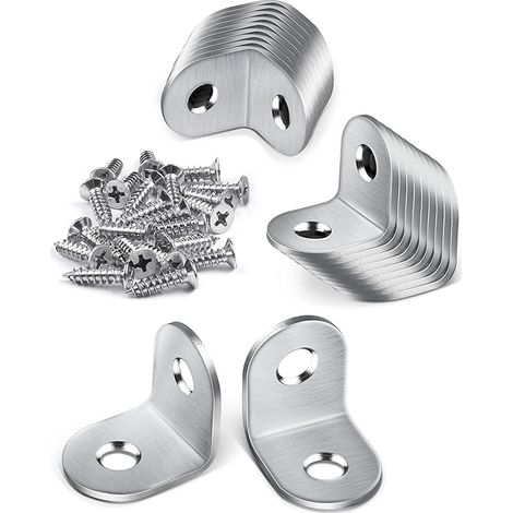 50 Pièces Équerres d'angle, équerre en L à 90° de 20 × 20 mm, renfort d'angle en acier inoxydable avec 110 vis pour la fixation de meubles en bois (1/5)