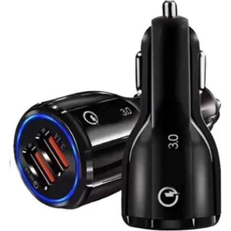 Chargeur de voiture double USB 6A 36W à charge rapide 3.0, entrée 12-24V, universel pour PC et appareils mobiles (1/5)