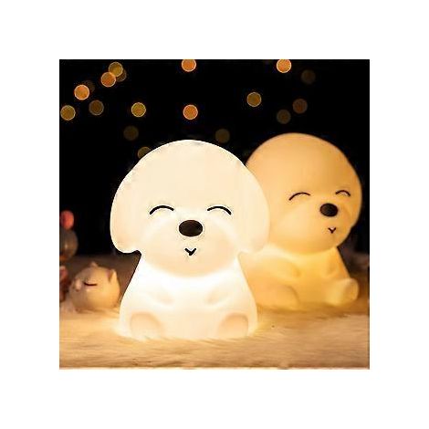 Veilleuse pour chambre d'enfant, veilleuse pour bébé et petite fille, cadeau idéal, veilleuse chiot mignonne en silicone souple rechargeable par USB (1/3)