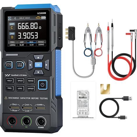 LC1020E LCR metre 100 kHz Testeur d'inductance LCR Compteur numérique ESR Testeur LCR Mètre Condensateurs 19999Points, Mesure ESR/Q/D/θ/X Double Paramètres, Étalonnage Circuit Ouvert/Court-circuit (1/5)
