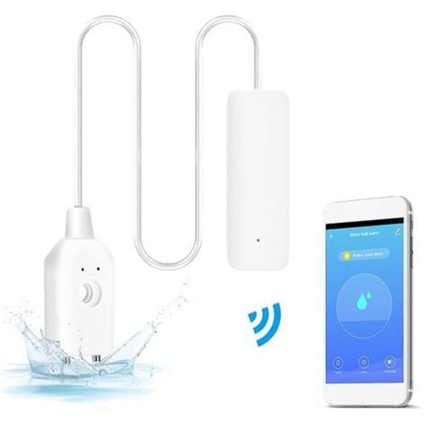 Alarme Fuite d'eau, Détecteur de Fuite d'eau Détecteur d'inondation Alarme d'eau Détecteur d'eau sans Fil avec Son d'alarme de 60 DB, Notification Push sur l'application Tuya Smart/Smart Life (1/5)
