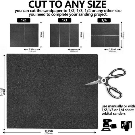 Set di carta vetrata Bardusch grana 800, 13 pezzi, 23 x 28 cm, resistente all'acqua, ideale per auto, metalli, pareti, legno, mobili, lucidatura a secco e a umido. (1/3)
