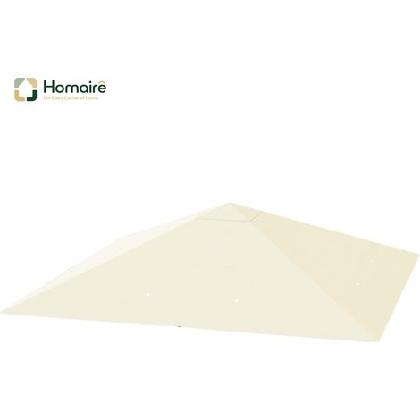 HOMAIRE Gartenpavillon-Dach 3x3 m en tissu Oxford 600D crème avec 8 trous de drainage