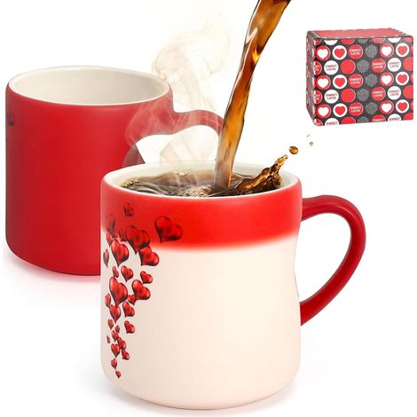Tasse Magique Cœur – Tasse Thermosensible avec Changement de Couleur, Cadeau Romantique Personnalisé pour Saint-Valentin, Anniversaire, Mariage – Tasse avec Cœur en 3D pour Couples (1/5)